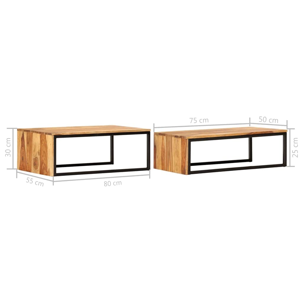 Coffee Table Nesting Tables 2 pcs Solid Sheesham Wood V21304