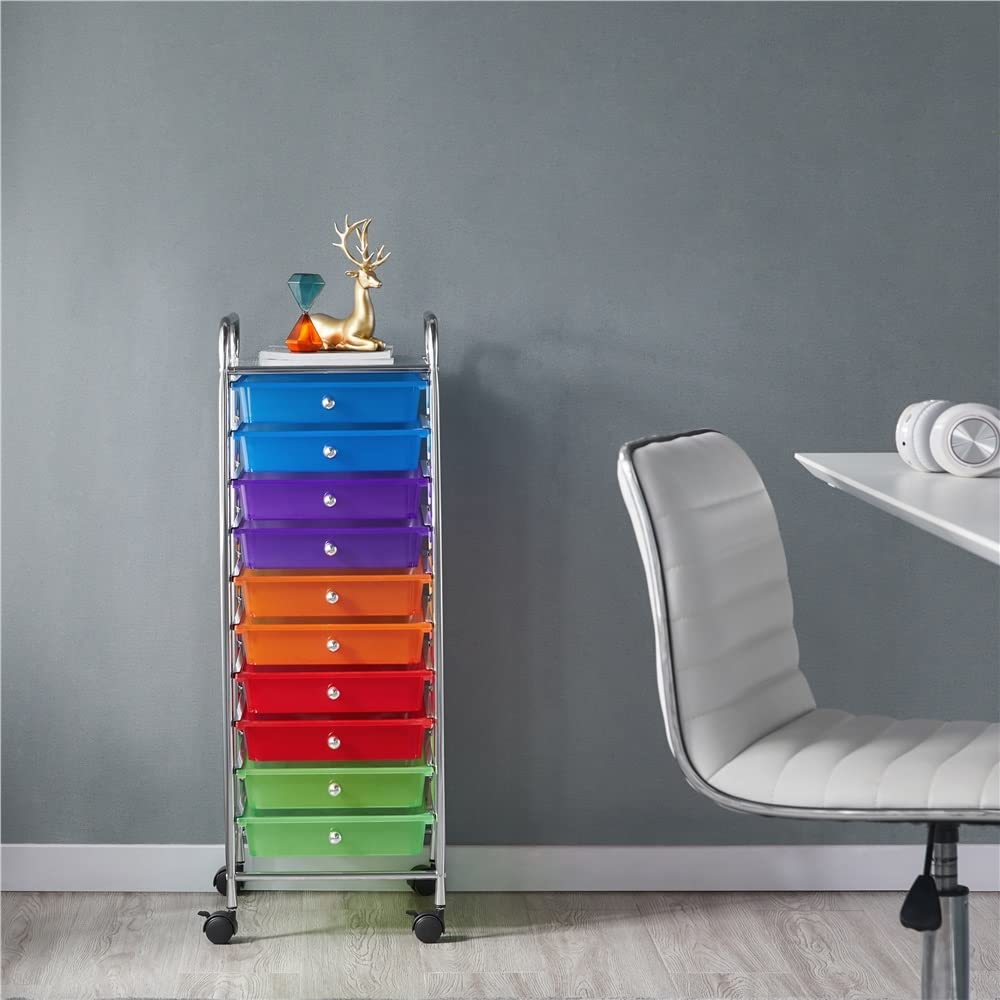 10 Drawer Rolling Storage Cart with Lockable Wheels S552407