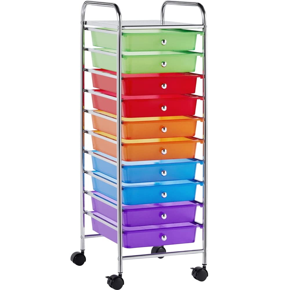 10 Drawer Rolling Storage Cart with Lockable Wheels S552407