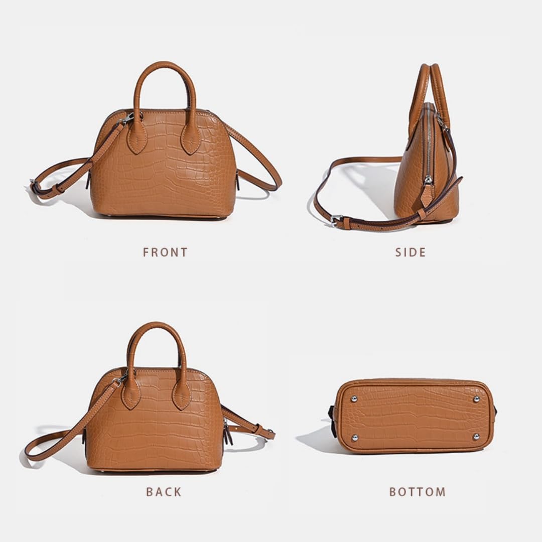 Genuine Leather Croc-Embossed Mini Dome Satchel Z10970