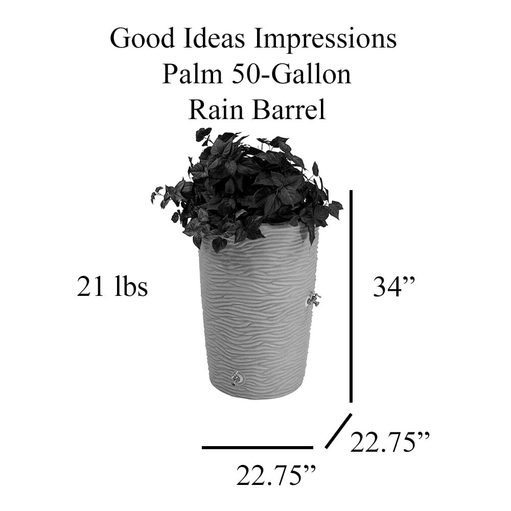 Faux Palm Rain Water Collection Barrel 50-Gallon G3870
