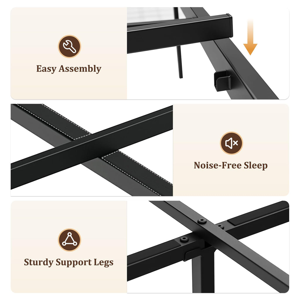 Twin Metal Bed Frame with Storage Headboard R4808