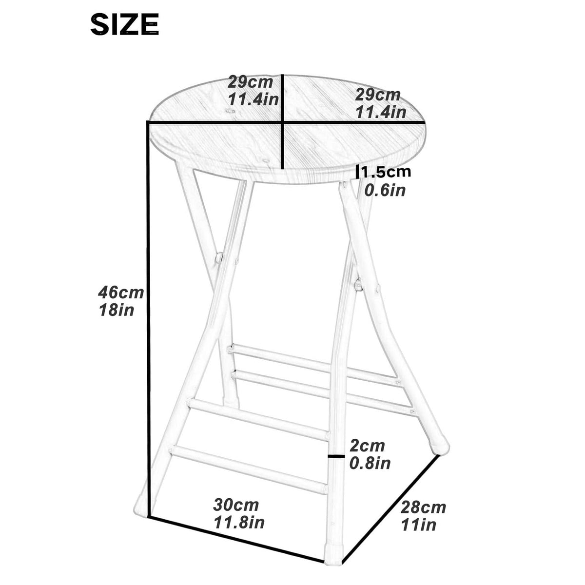 Black Round Folding Stool with Metal Frame O92947