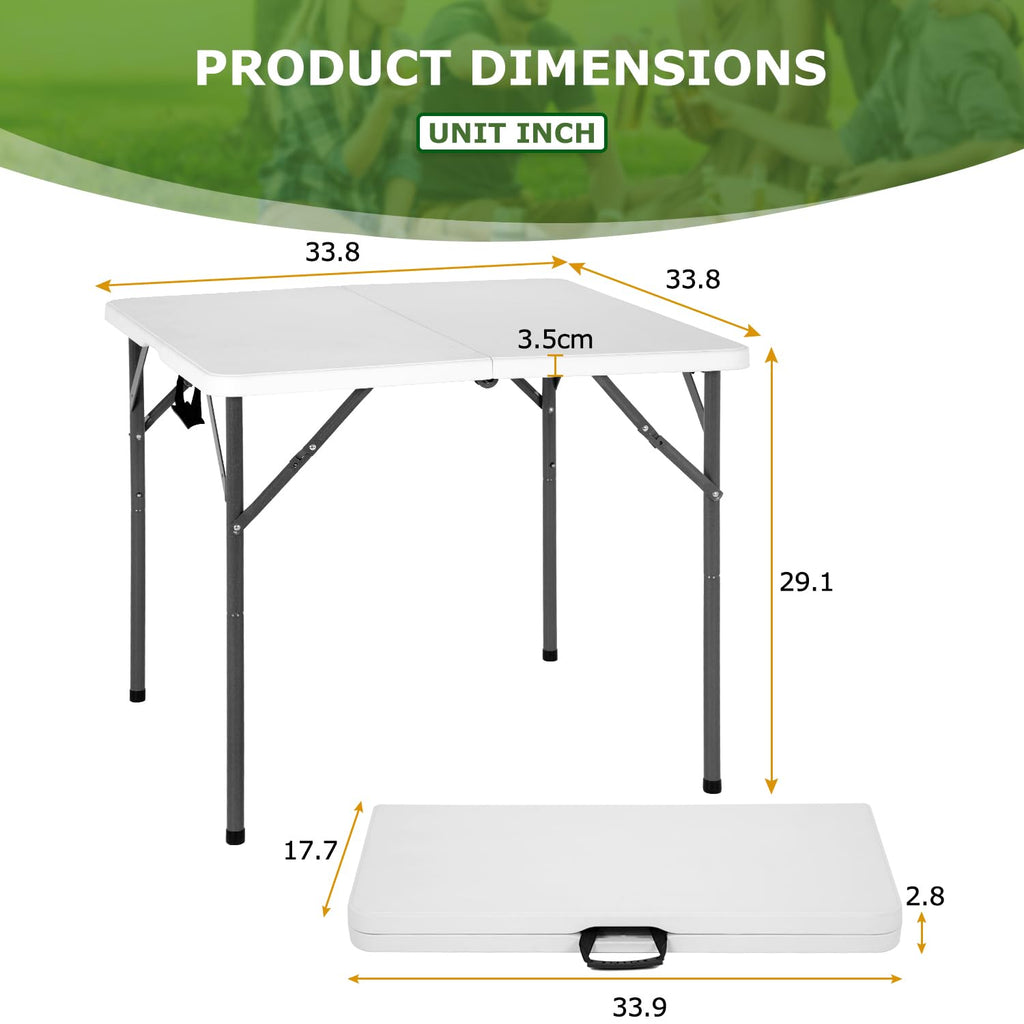 34" White Portable Plastic Folding Table O724427
