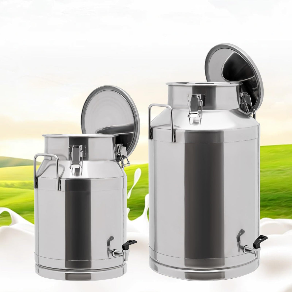 304 Stainless Steel Milk Can with Sealed Lid T57699