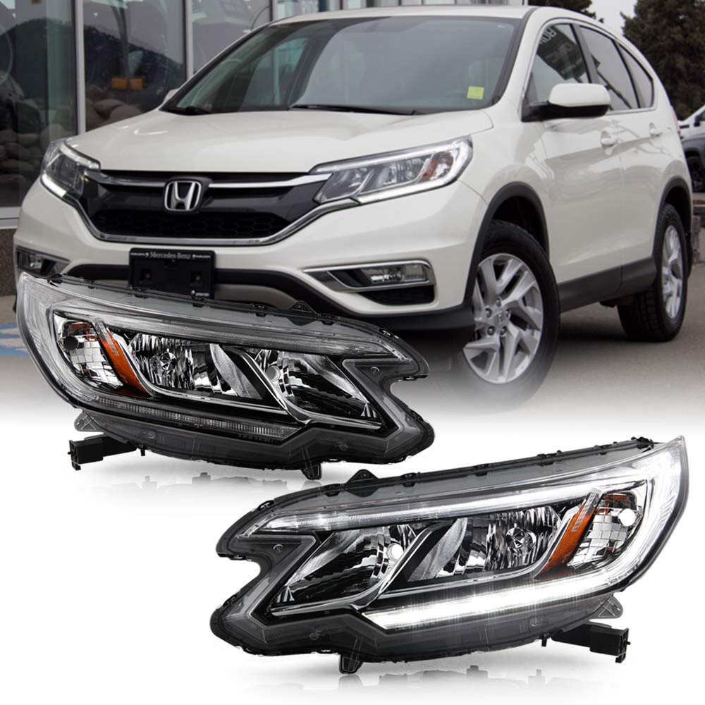 For 2015-2016 Honda CRV Halogen Type LED DRL Headlights Assembly Pair Set Left+Right I161