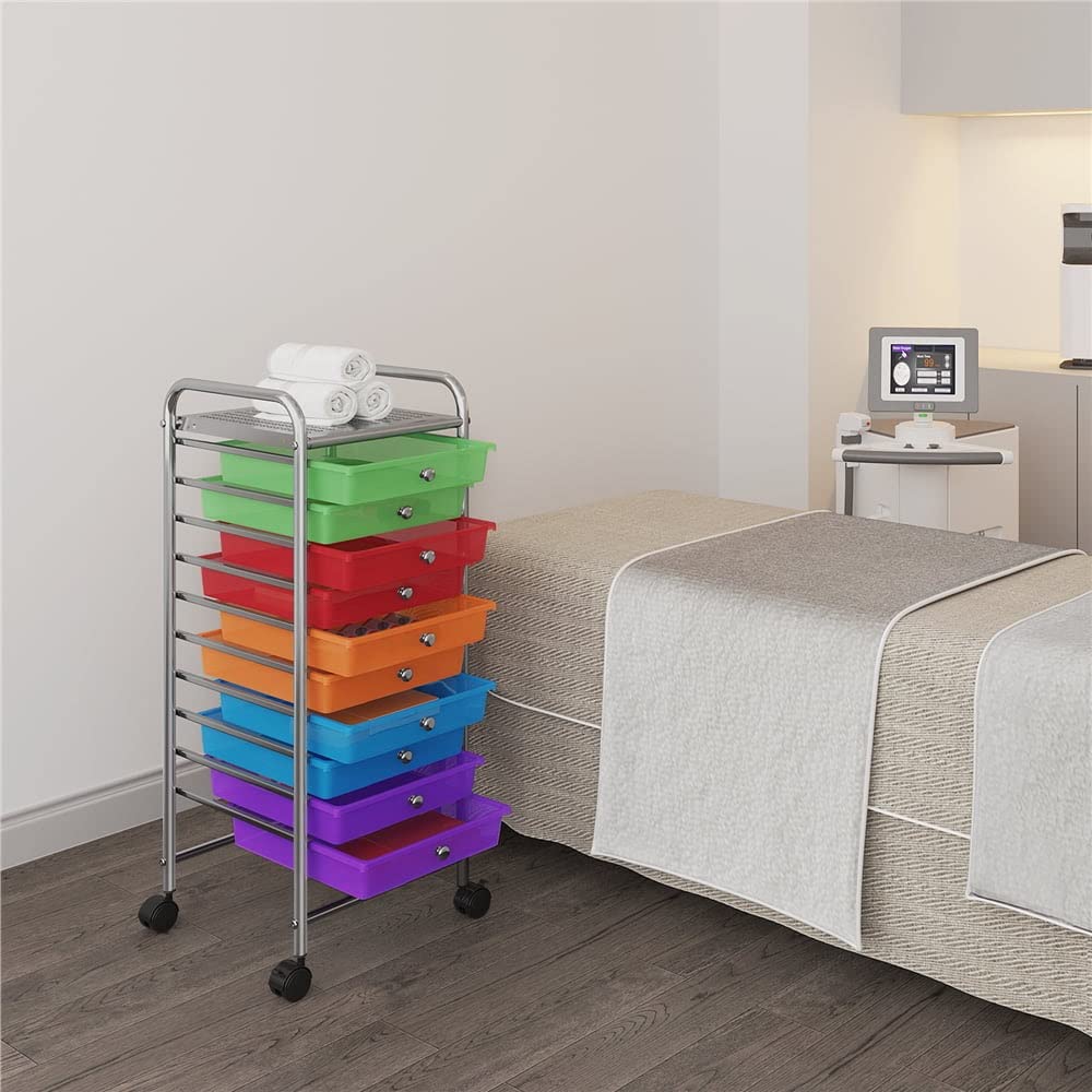 10 Drawer Rolling Storage Cart with Lockable Wheels S552407