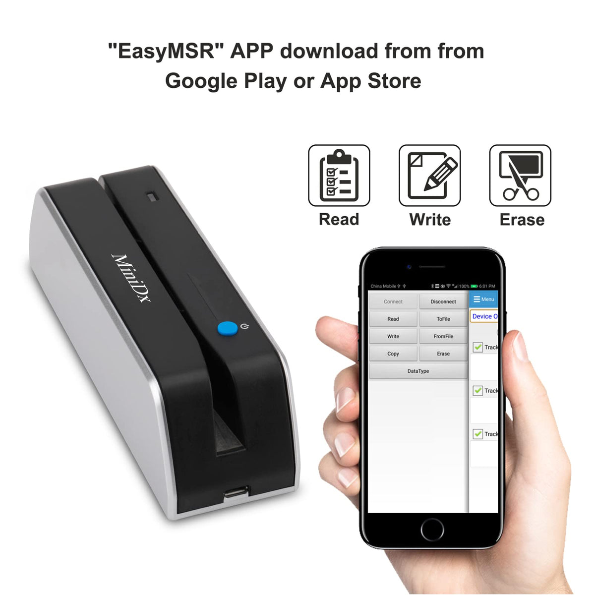 Bluetooth Magnetic Swipe Card Reader Writer Encoder 3-Track O3714