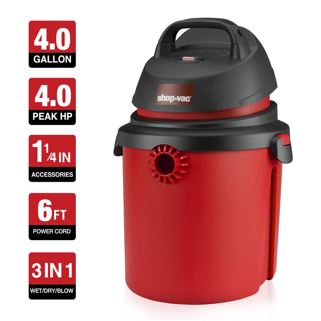 4 Gallon 4.0 Peak HP Wet/Dry Vacuum U108