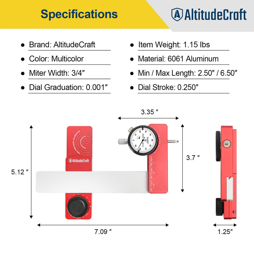 Table Saw Alignment Gauge with 0.001-Inch Dial Indicator X4230