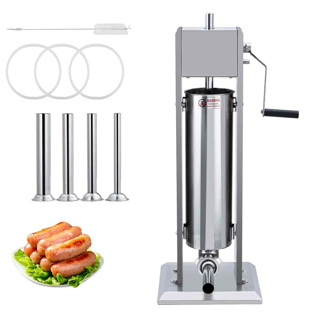Manual Stainless Steel Sausage Stuffer with 5 Stuffing Tubes G3934