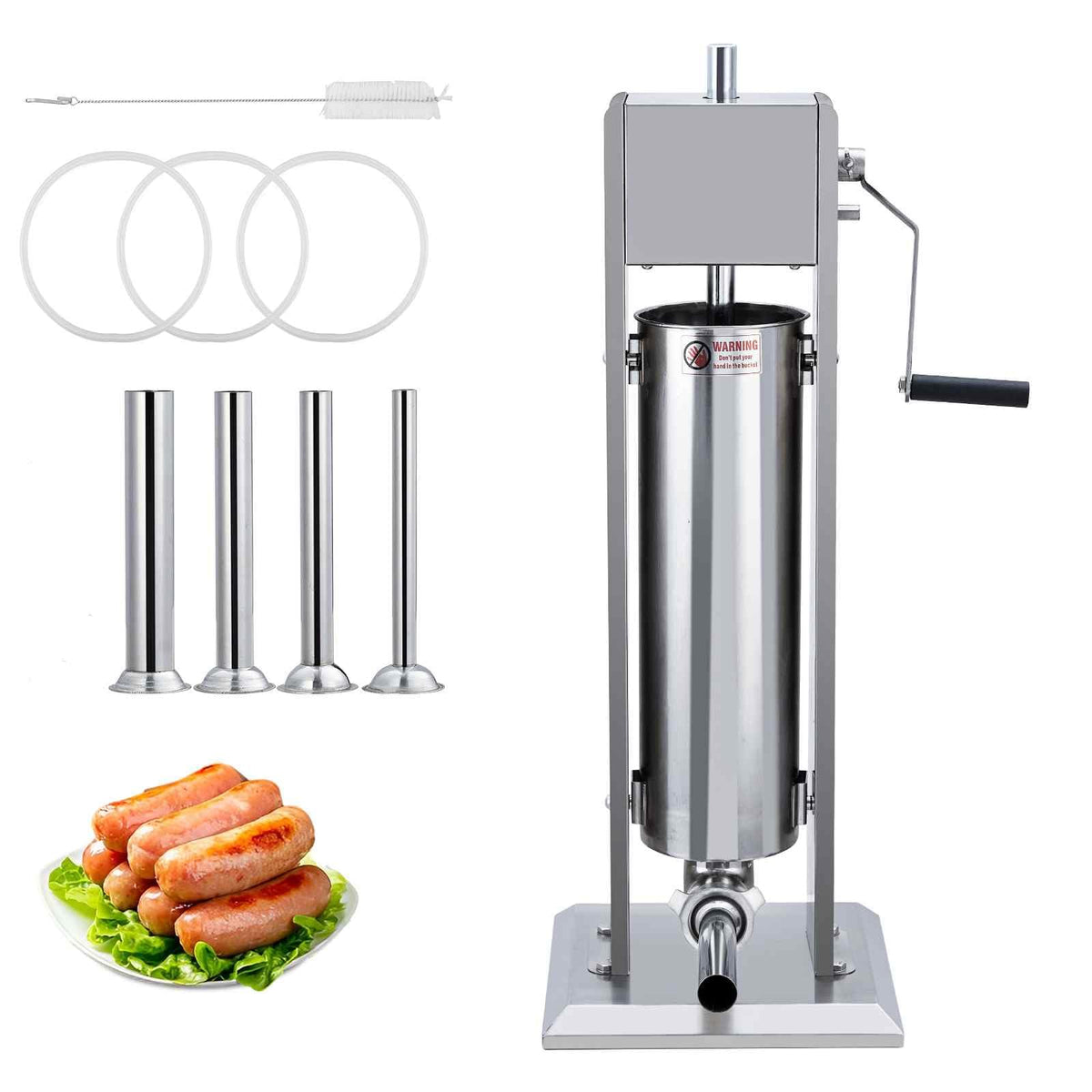 Manual Stainless Steel Sausage Stuffer with 5 Stuffing Tubes G3934