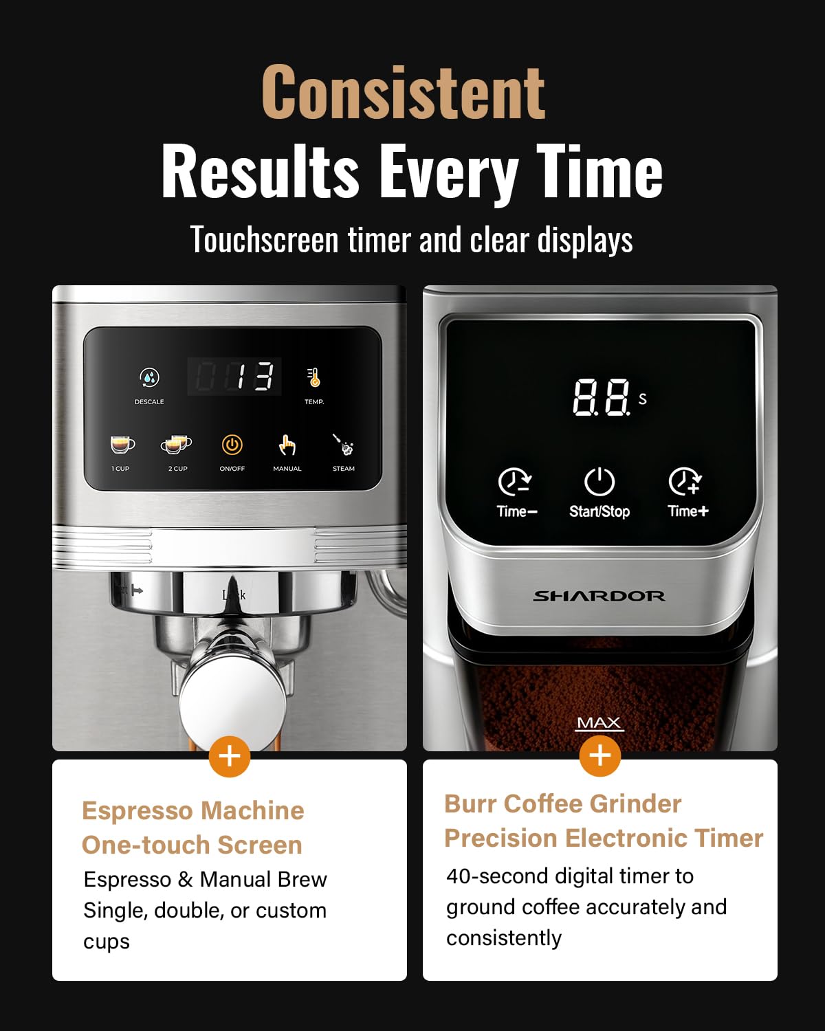 Espresso Machine with Grinder and 48 Grind Settings N481