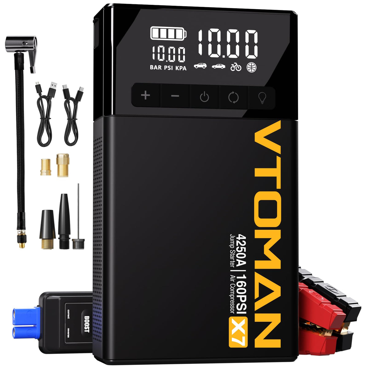Jump Starter with Air Compressor, 160PSI Tire Inflator A4097