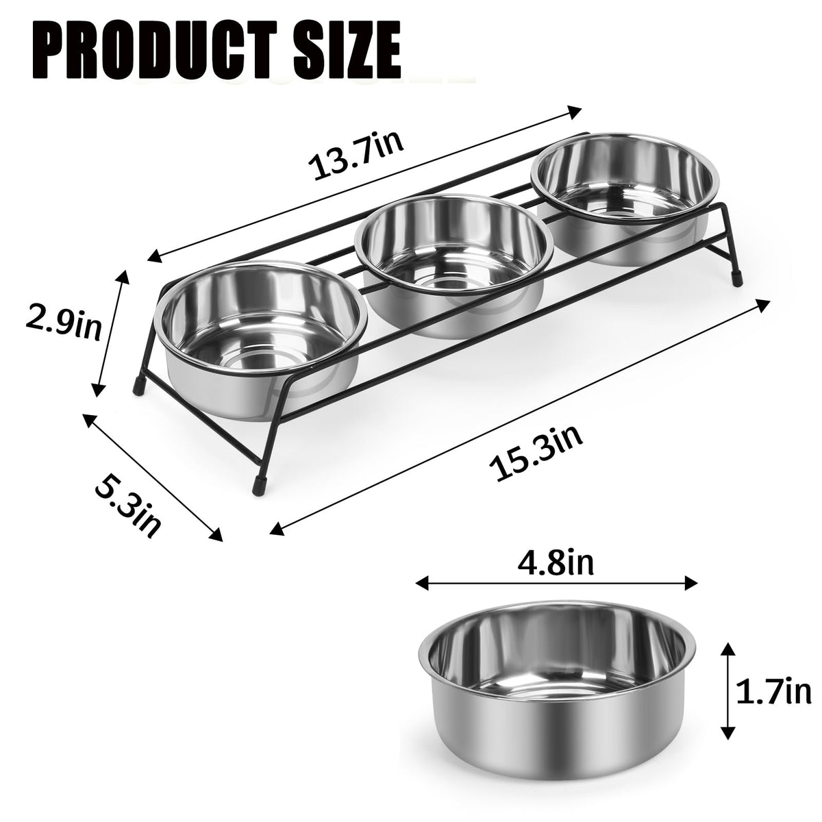 Raised Cat Bowls 3 Stainless Steel M385733