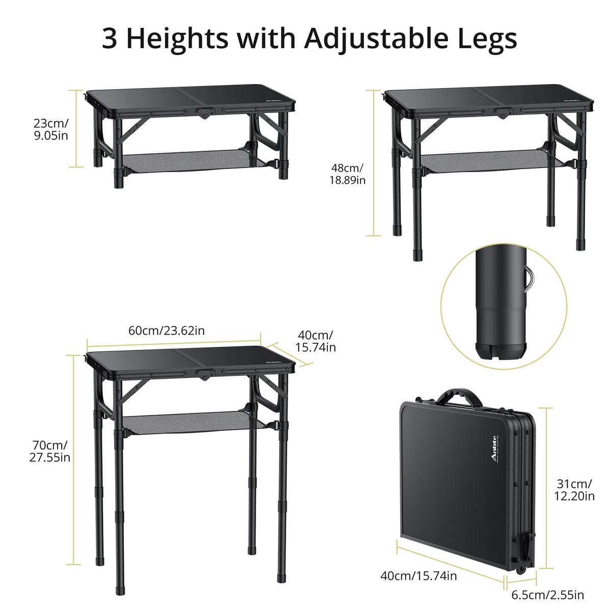 24"X 16" Adjustable Height Folding Camping Table P1214