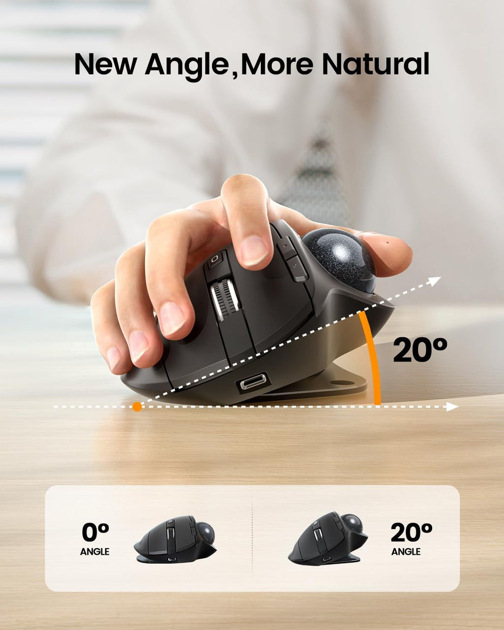 Wireless Rechargeable Gray Trackball Mouse J702