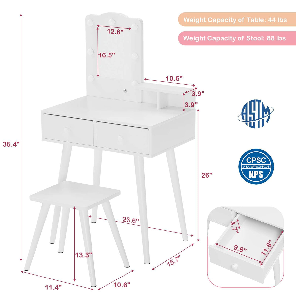 Kids Vanity and Chair Set B9803