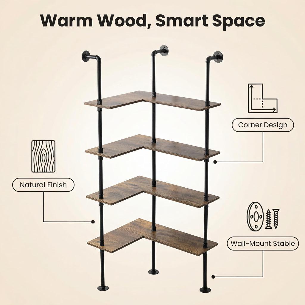 Industrial Pipe Corner Bookshelf R376855
