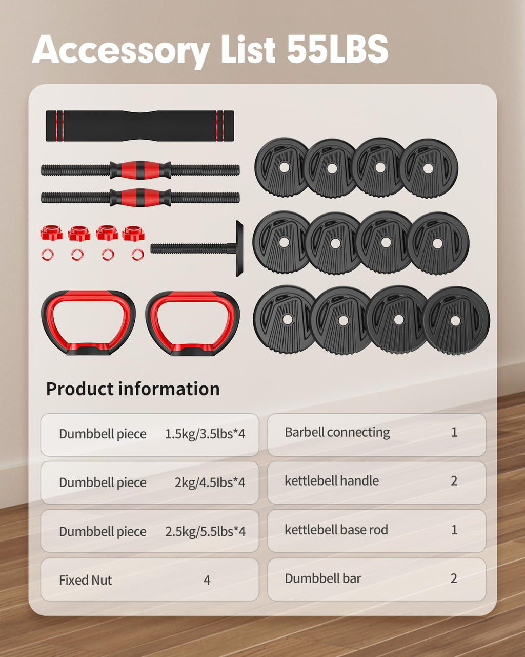 Adjustable Dumbbell Set 4 in 1 Free Weights D630