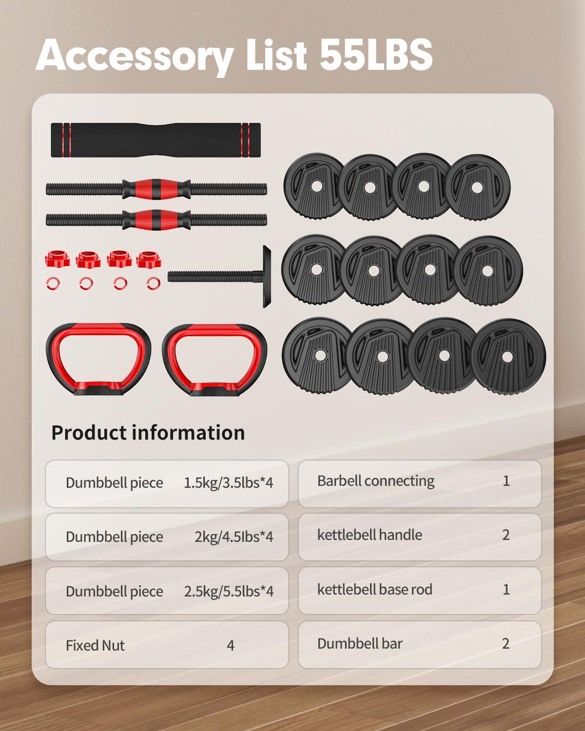 Adjustable Dumbbell Set 4 in 1 Free Weights D630