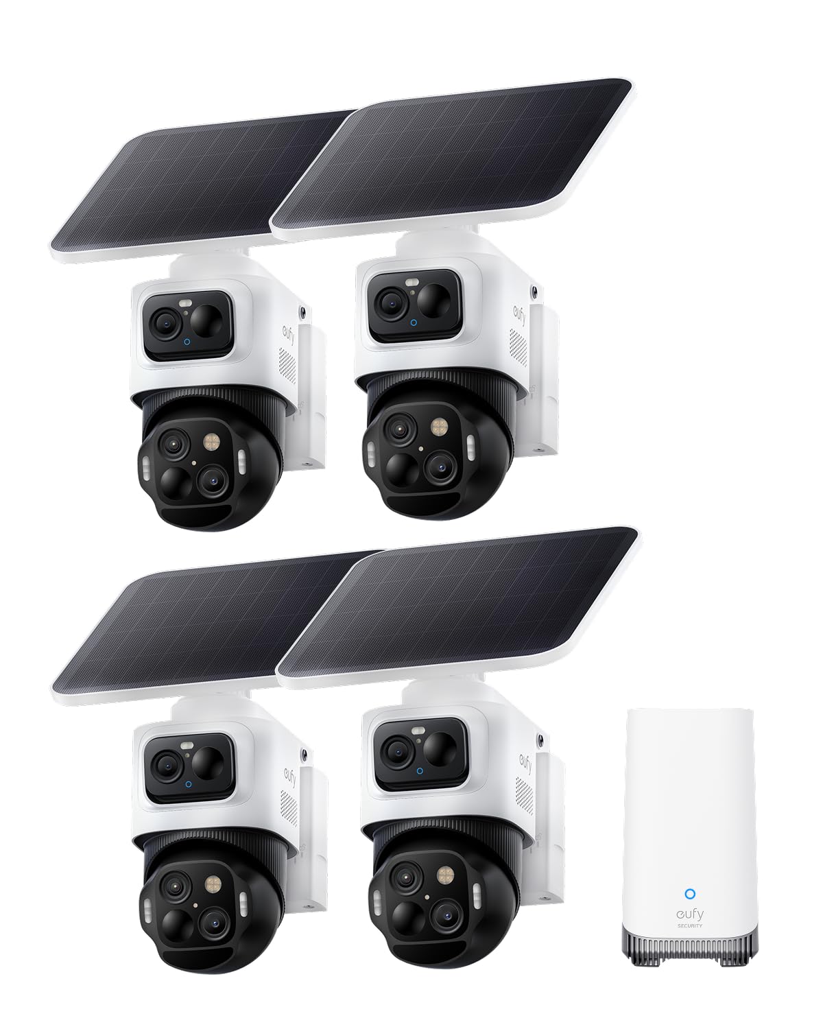 4K Solar 3-Lens PTZ Security Camera 4-Cam Kit U90242