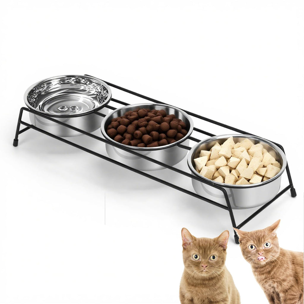 Raised Cat Bowls 3 Stainless Steel M385733