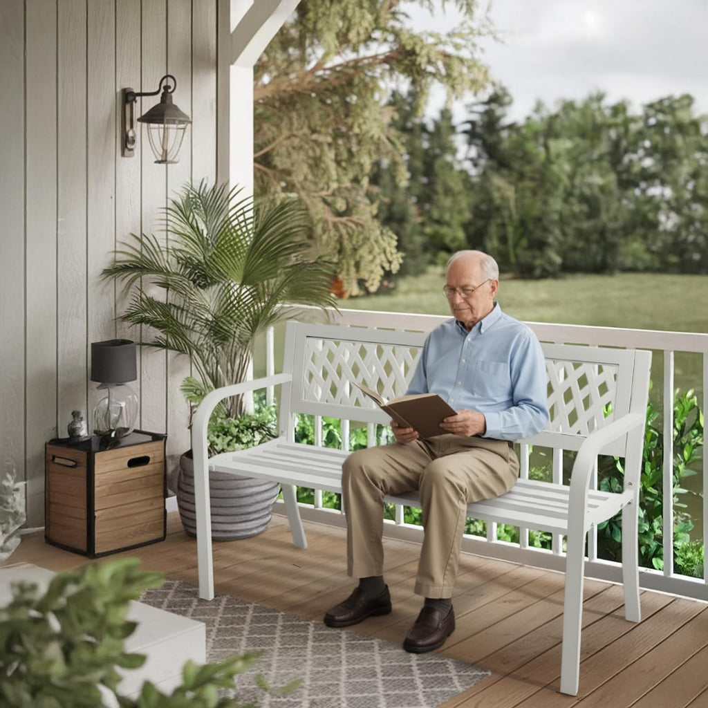 White 2-Person Outdoor Bench Z44167