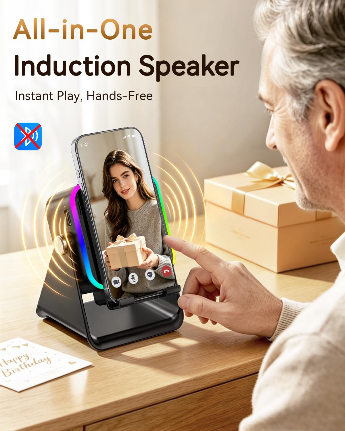 Wireless Induction Speaker with Phone Stand I220