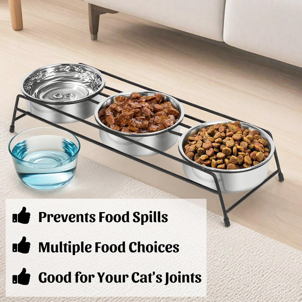 Raised Cat Bowls 3 Stainless Steel M385733