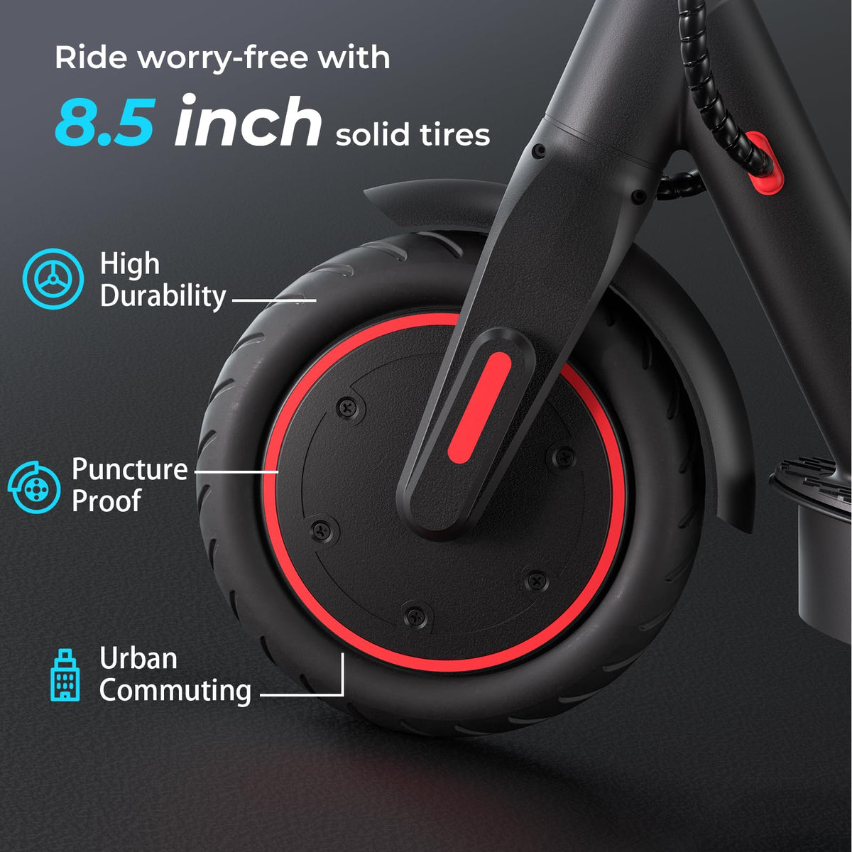 Electric Scooter 18Miles Max Range 19 Mph Foldable 8.5'' Solid Tire E62803