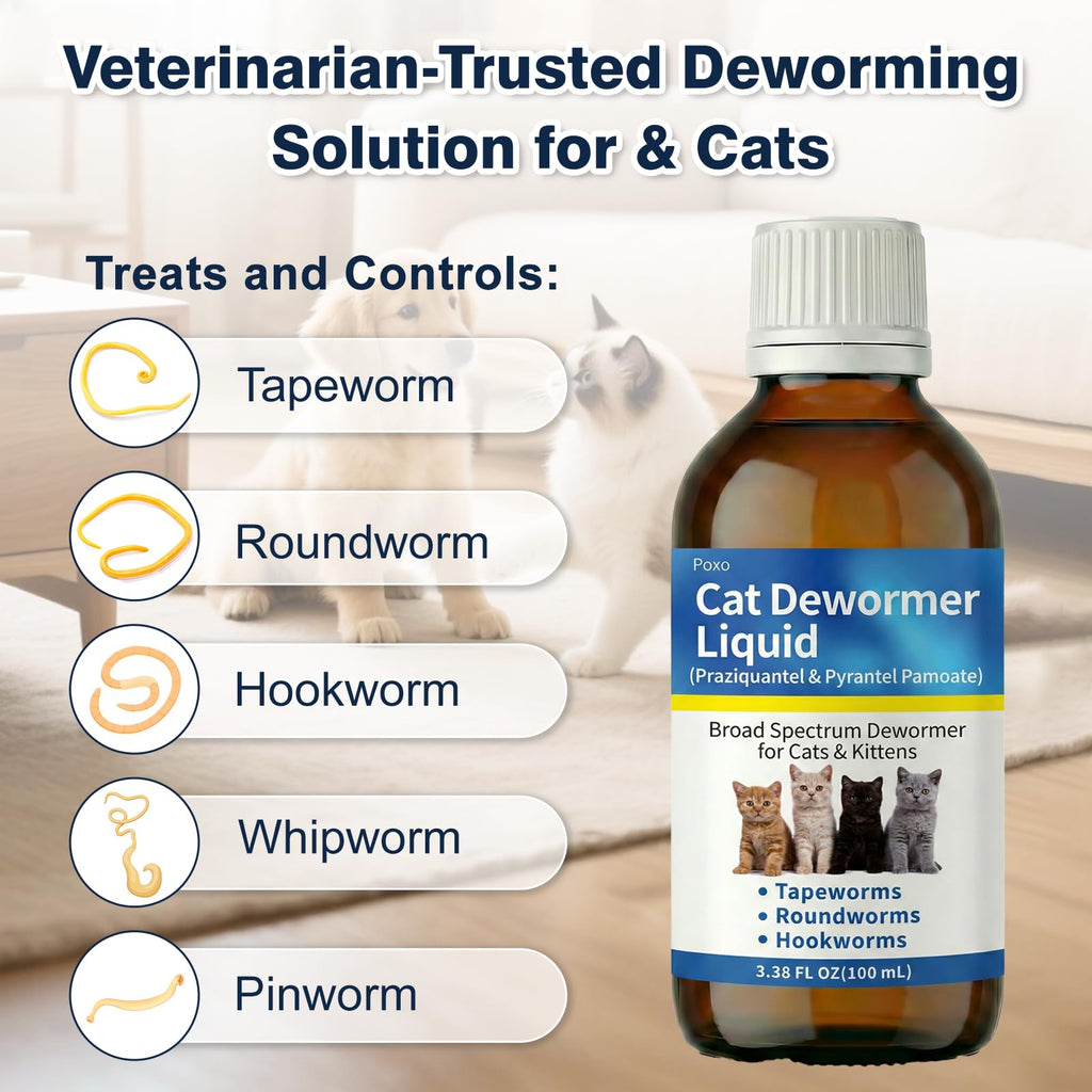 Praziquantel & Pyrantel Pamoate Dewormer Liquid for Cats and Kittens 100 mL B550181