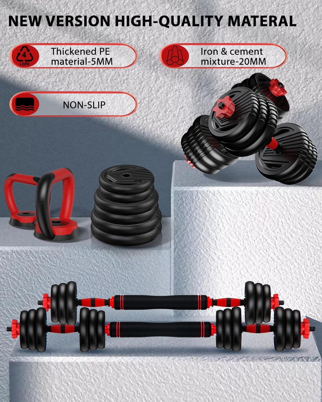 Adjustable Dumbbell Set 4 in 1 Free Weights D630
