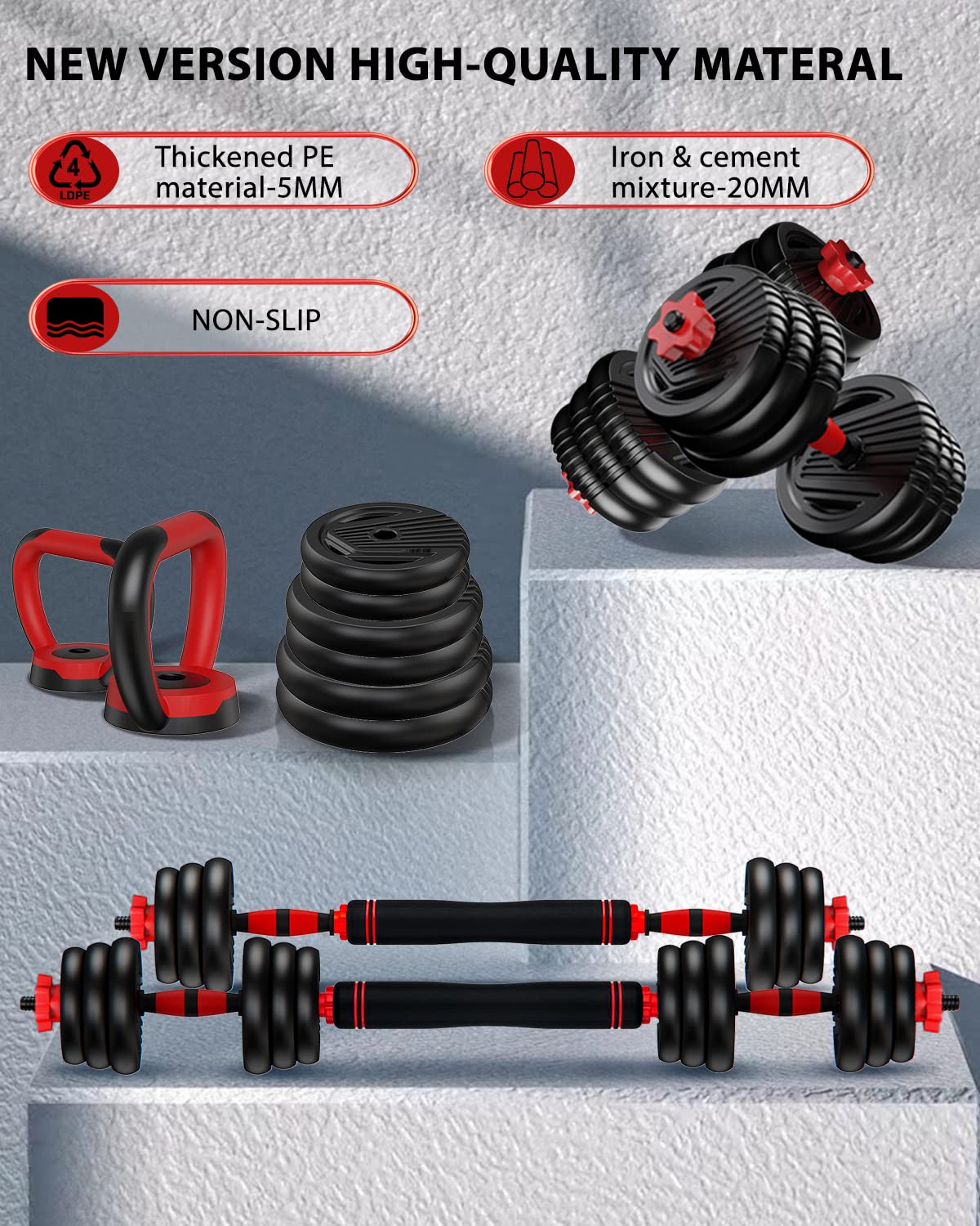 Adjustable Dumbbell Set 4 in 1 Free Weights D630