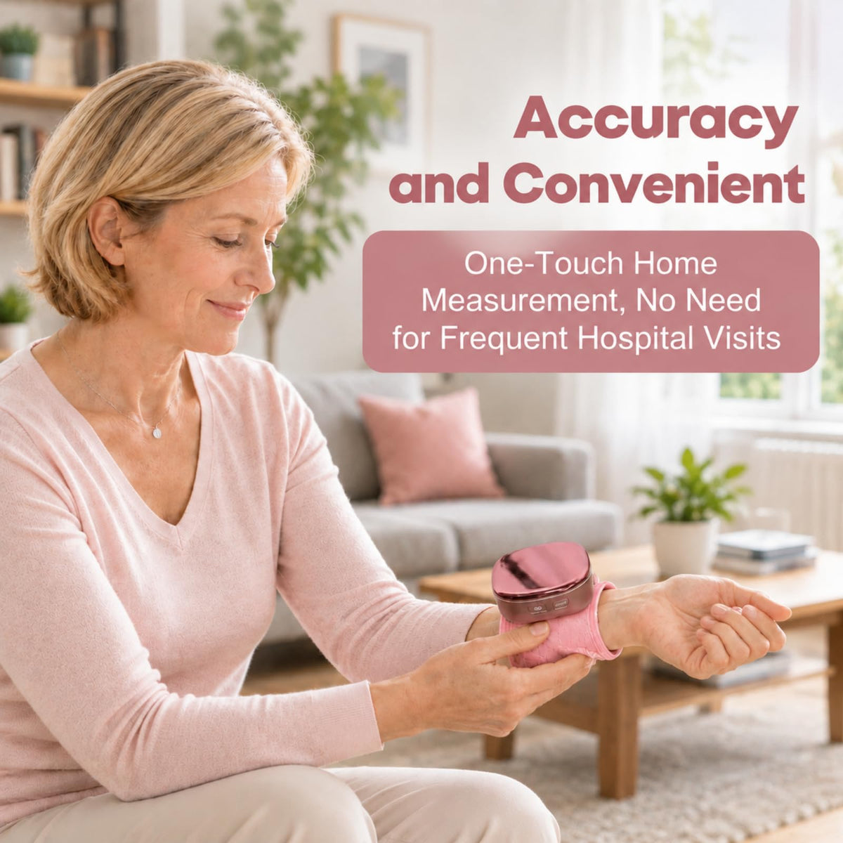 Pink Rechargeable Wrist Blood Pressure Monitor U98812