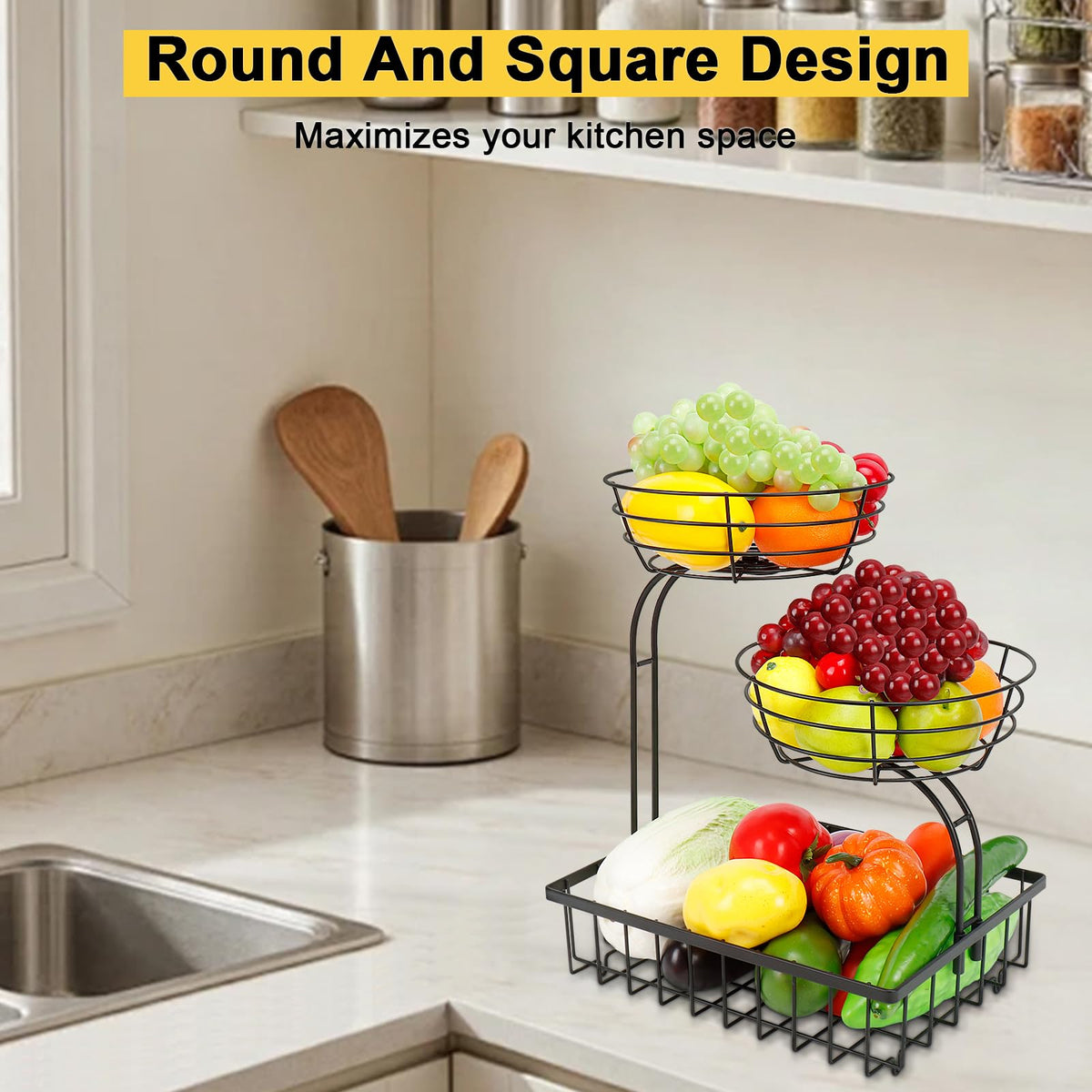 3 Tier Metal Fruit Vegetable Basket C222