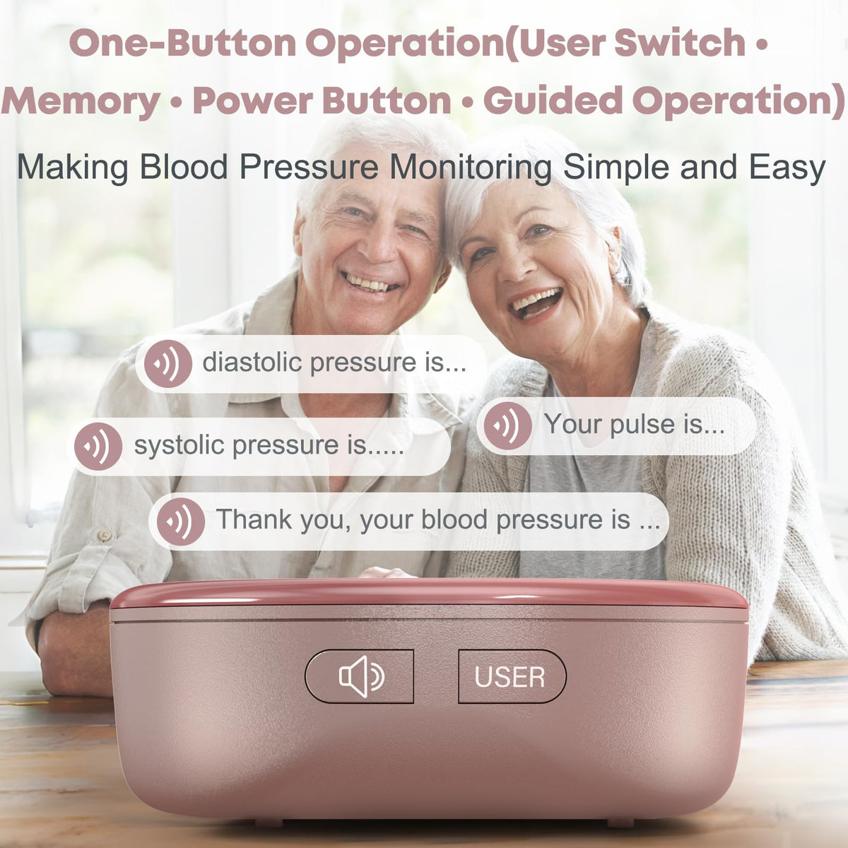 Pink Rechargeable Wrist Blood Pressure Monitor U98812