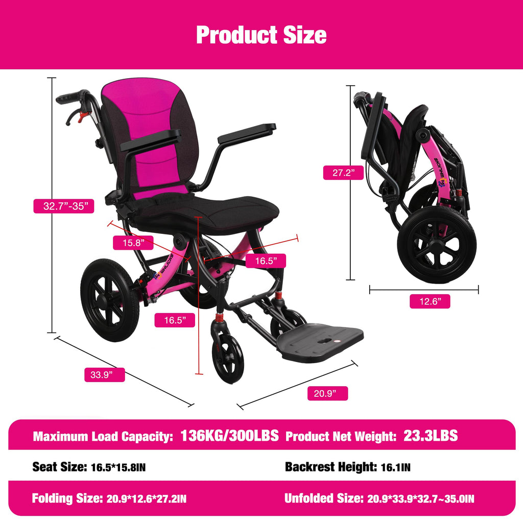Lightweight Foldable Wheelchair with 12-inch Wheels and Removable Cushion J205321