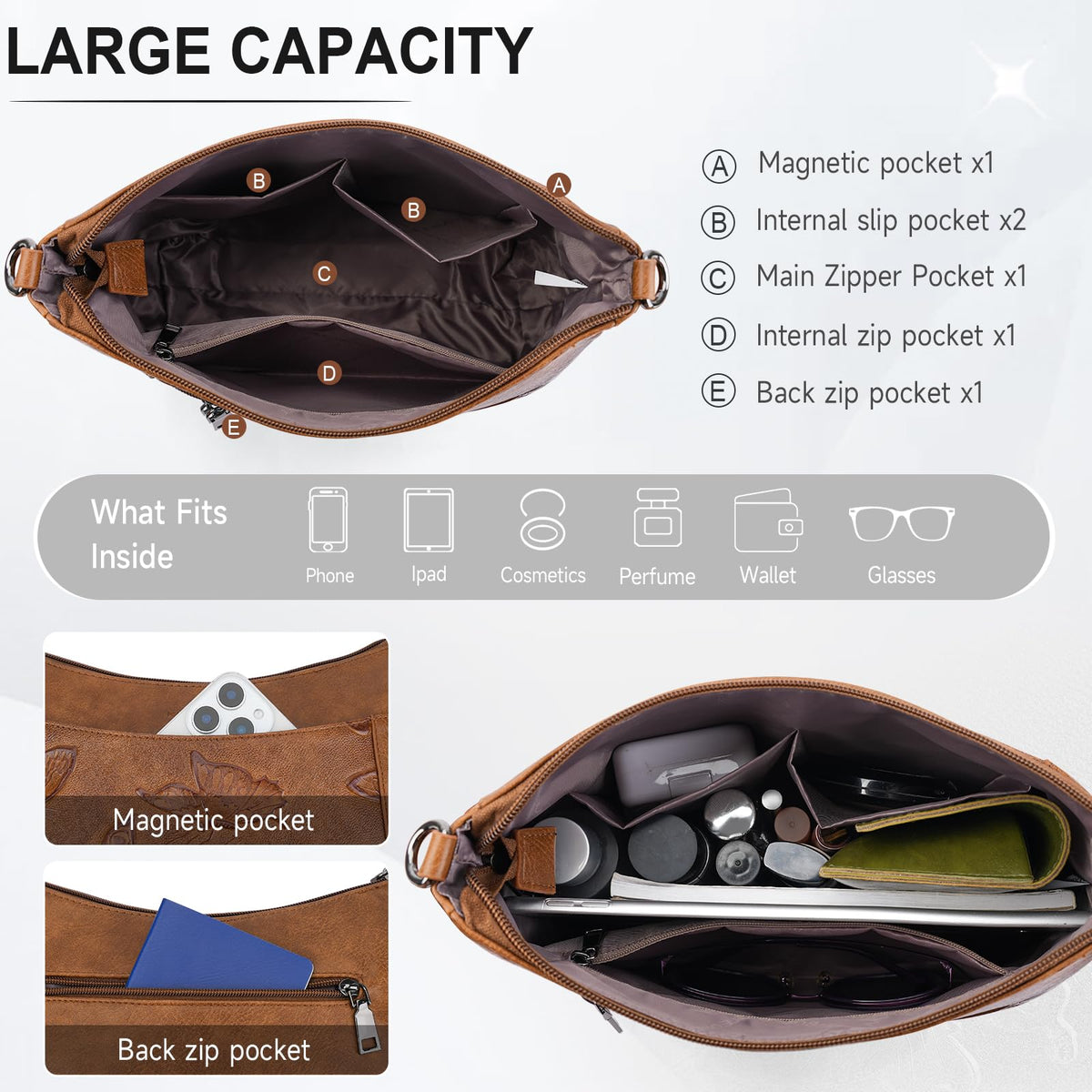 Vegan Leather Crossbody Bag G800