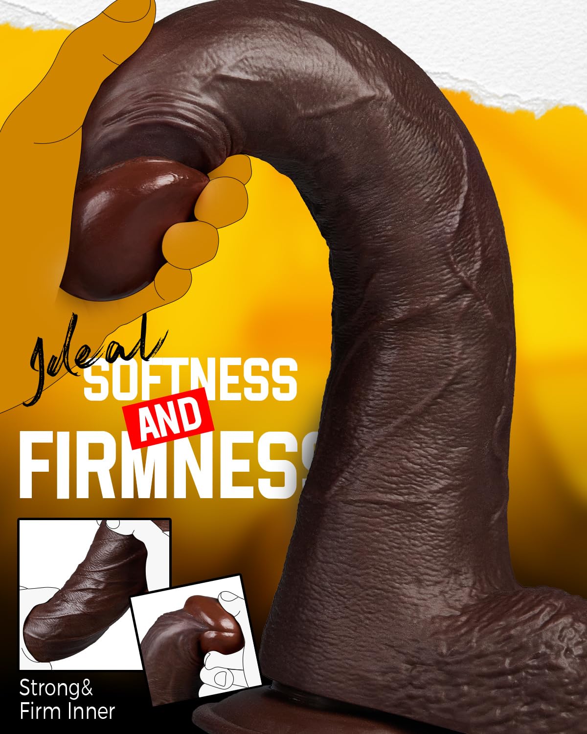12 Inch Black Realistic Dildo with Suction Cup R663