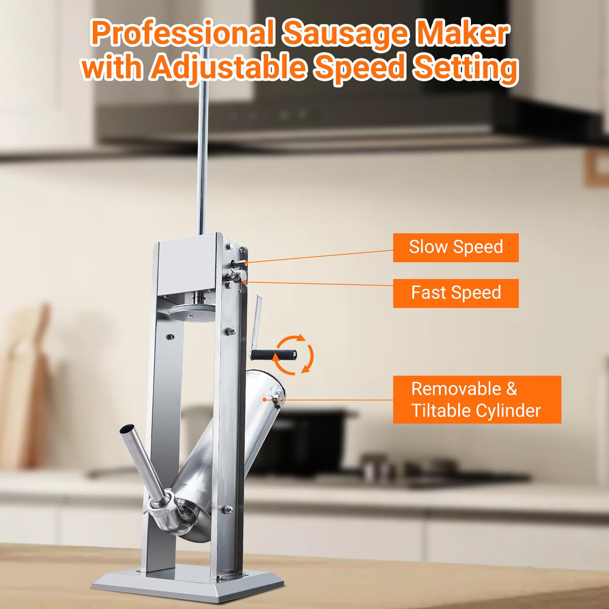 Manual Stainless Steel Sausage Stuffer with 5 Stuffing Tubes G3934