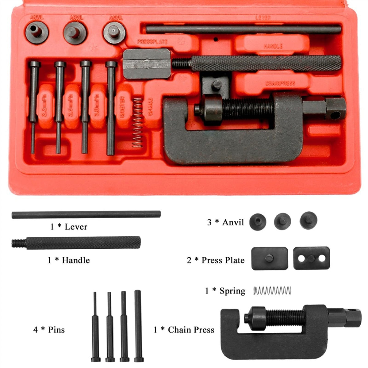 Motorcycle Bike Chain Breaker Riveter Tool Set with Carry Box S485