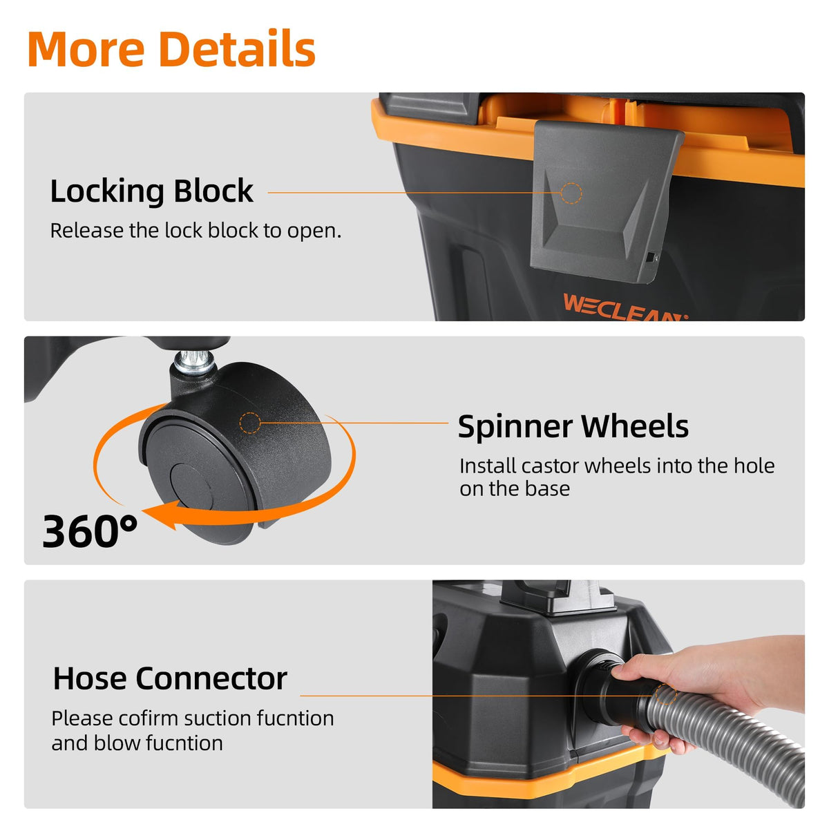 4 Gallon 5.5 Peak HP Wet Dry Vacuum Cleaner with Blower Function G693