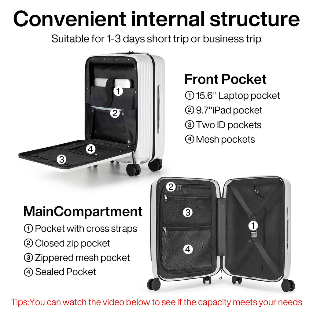 20 Inch Hard Shell Carry On Luggage with Wheels E86398