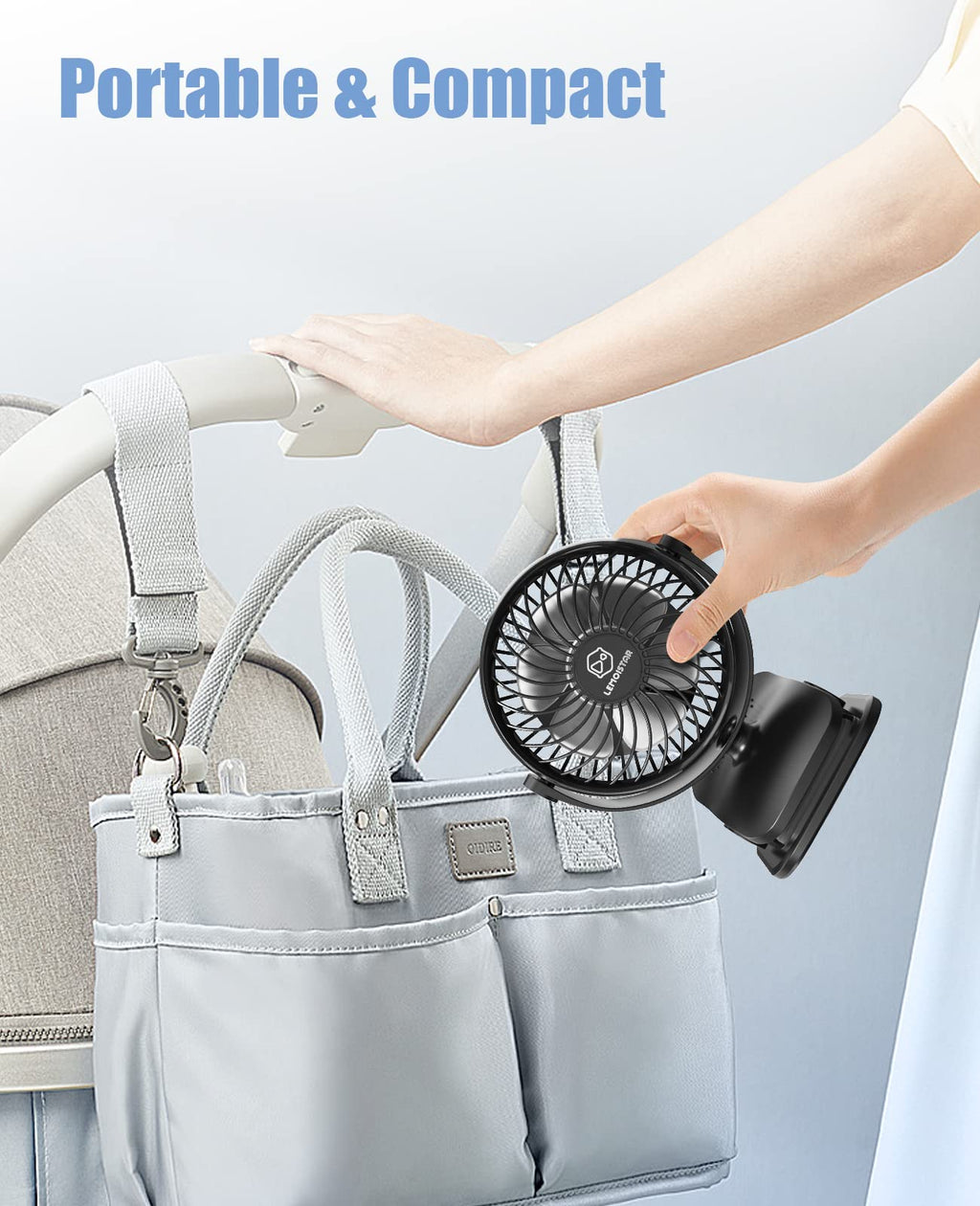 Battery Operated Clip on Fan, USB Powered Portable Desk Fan 4 Speeds F77519