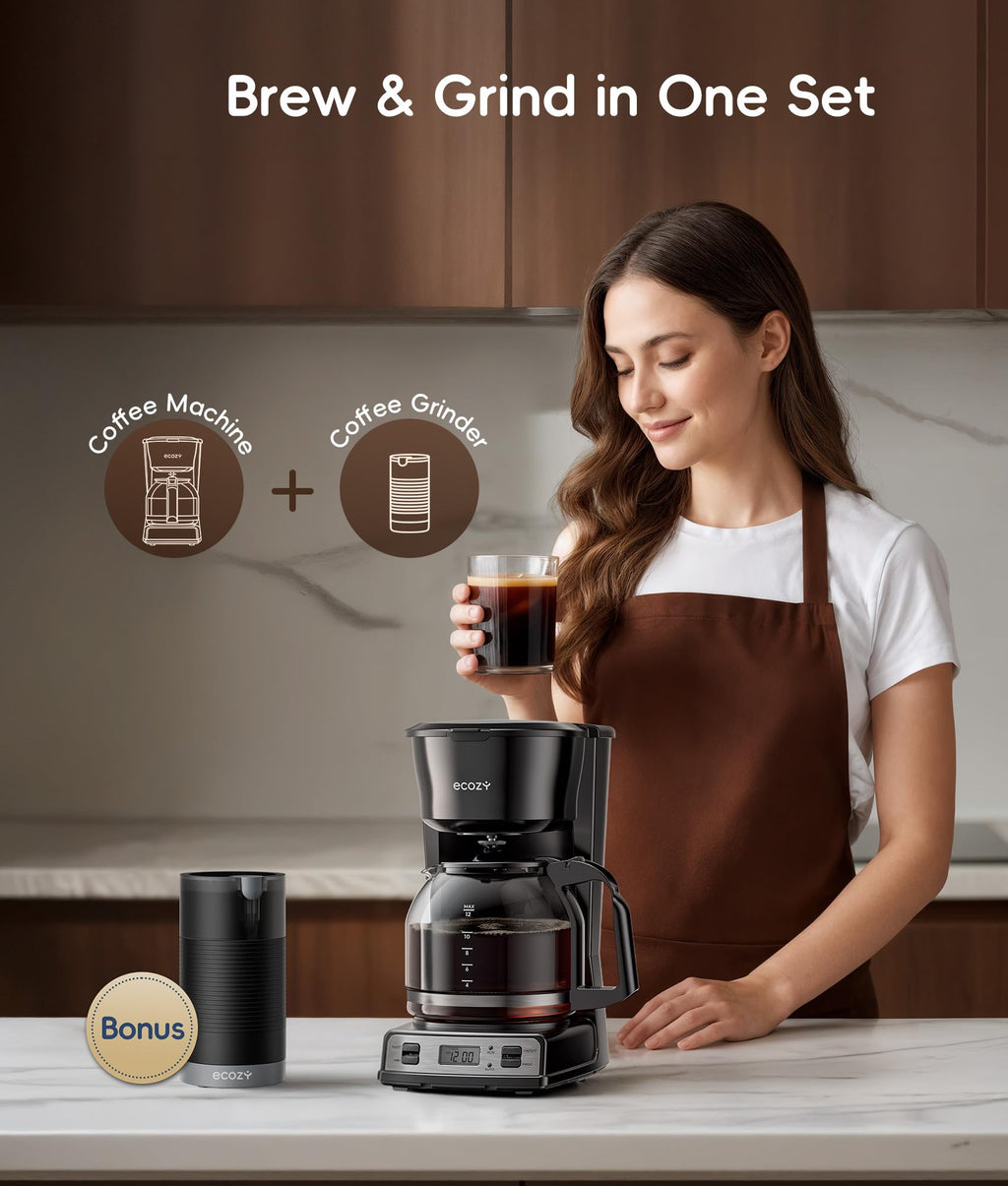 12-Cup Drip Coffee Maker with Electric Coffee Grinder F187