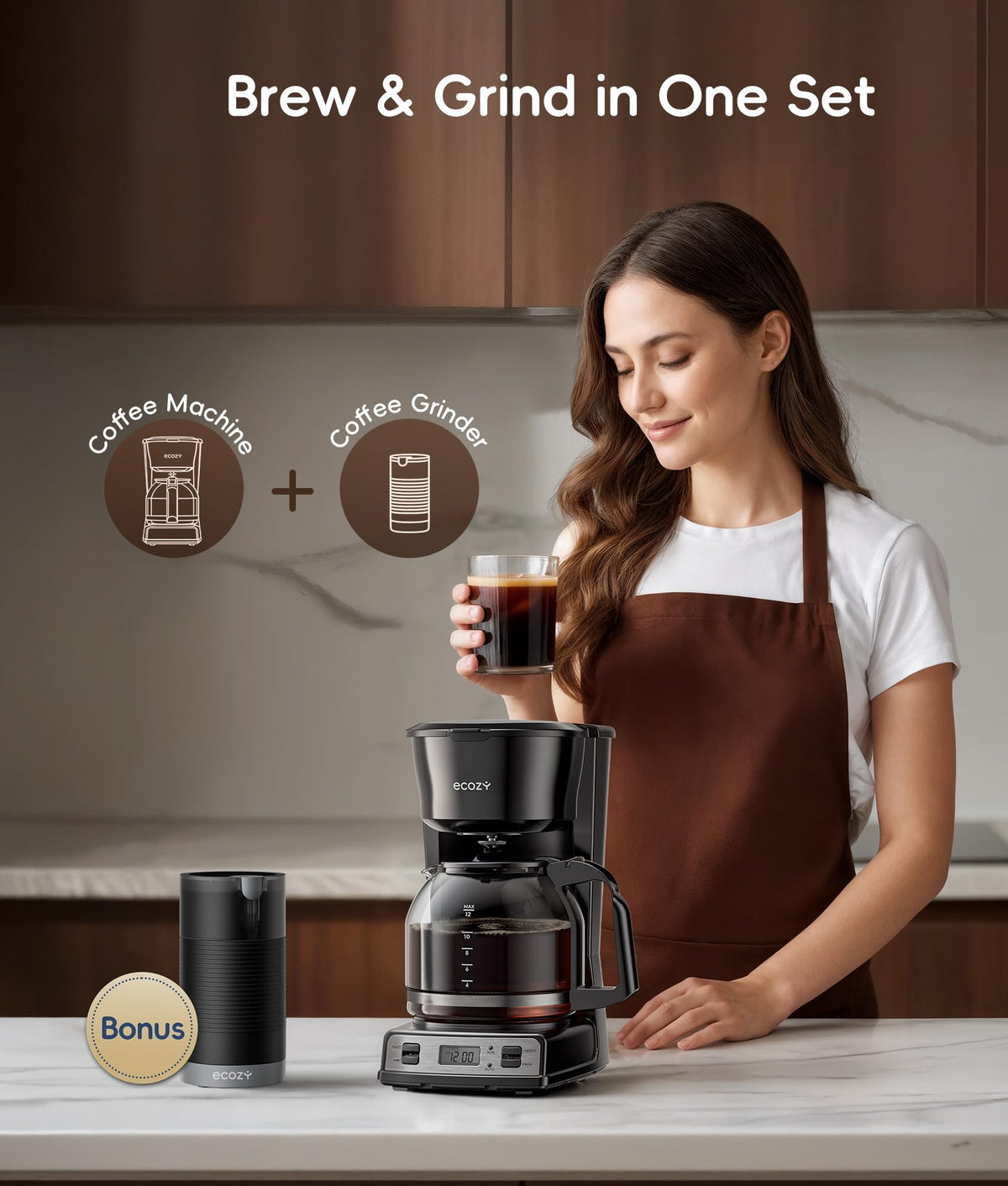 12-Cup Drip Coffee Maker with Electric Coffee Grinder F187