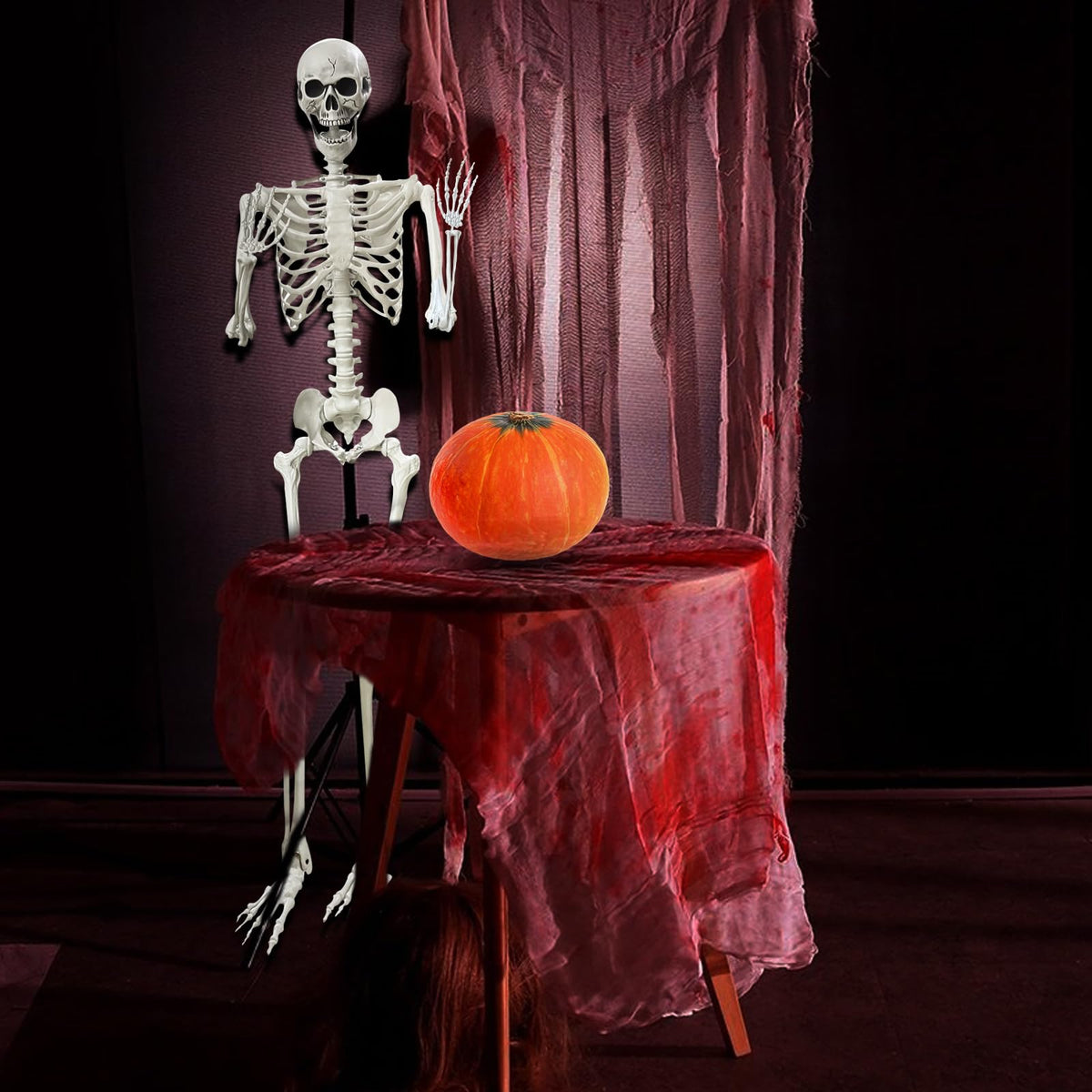 5.4Ft Poseable Life Size Human Skeleton with Rope X7091
