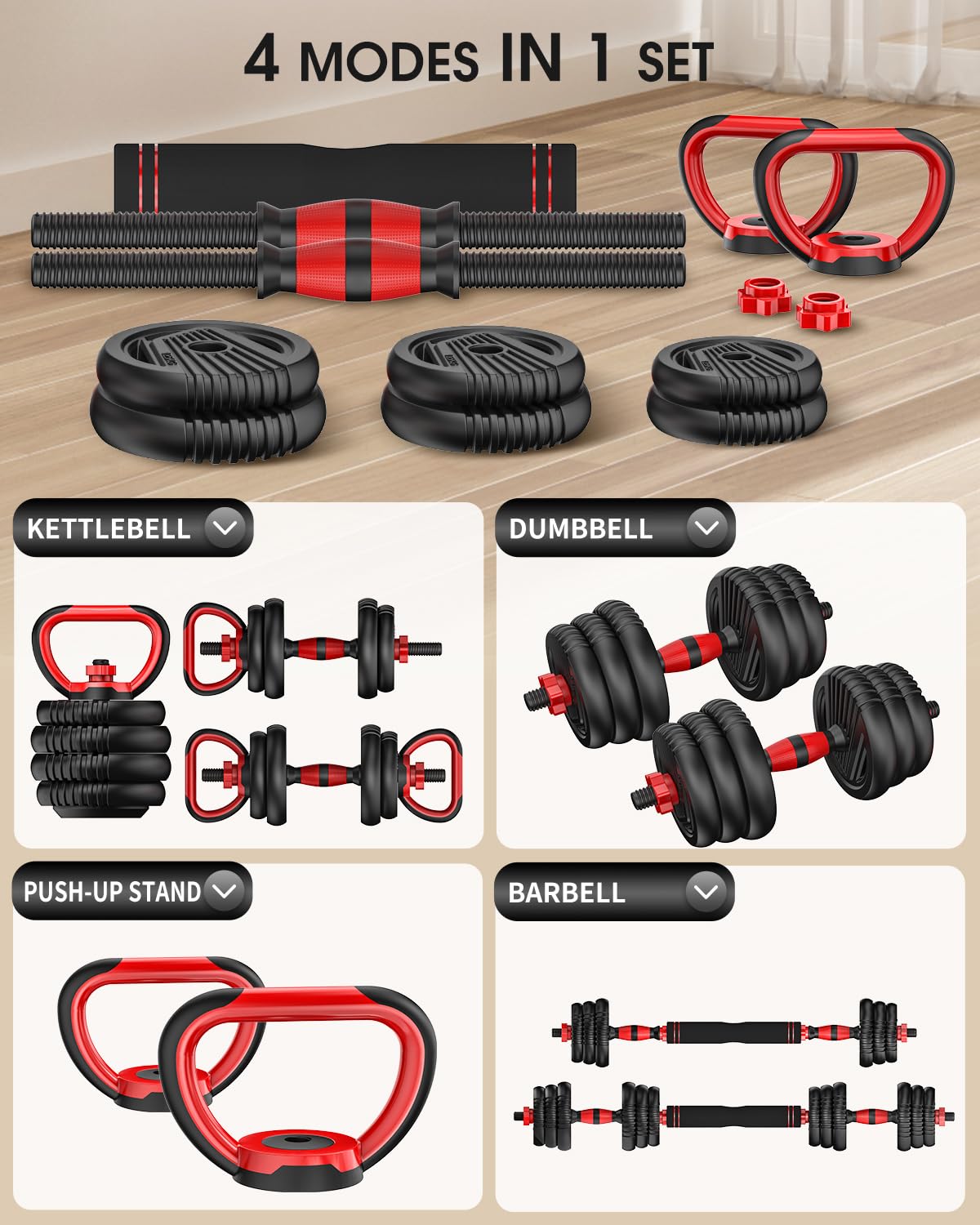 Adjustable Dumbbell Set 4 in 1 Free Weights D630