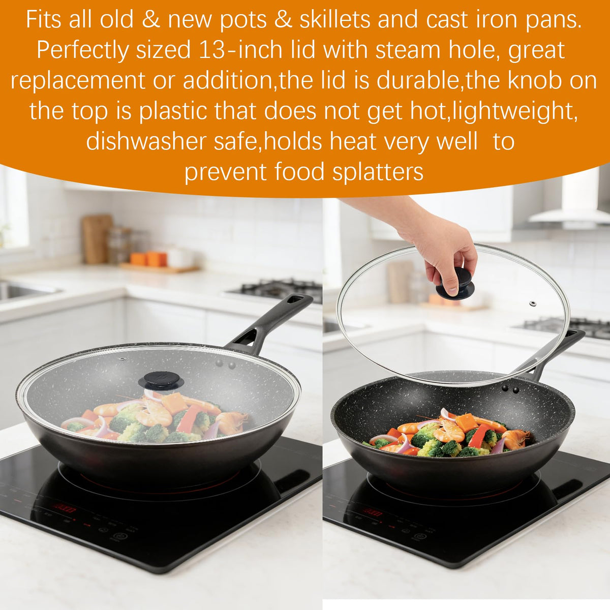 13 Inch Clear Tempered Glass Pan Lid Q5995